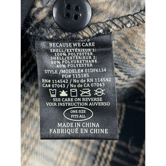 Blank NYC Checked Out Plaid Poncho Cape Jacket Quarter Zip Vegan Leather Collar - Picture 9 of 12